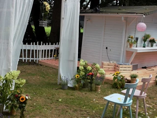 Garten Jagdhütte Wohnküche Landhaus am Deich Bremen