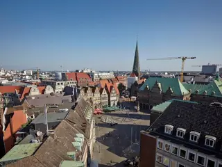 Ausblick auf den Markt vom Turmsaal der Bremer Baumwollbörse