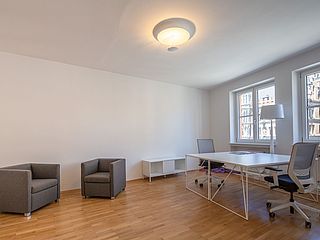 Das Büro 1 des Doppelbüro der FOX LOUNGES München eignet sich auch optimal für Ihr Co-Working 