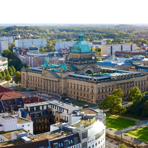 Ein Panoramablick über die Leipziger Innenstadt.