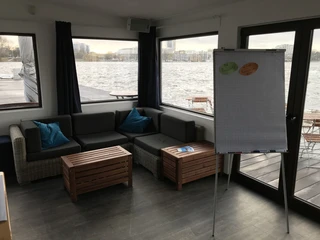 Hamburg Steghaus Alster Sitzecke, Flipchart